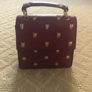 Zara gold beetle and Red Cross body bag top handle